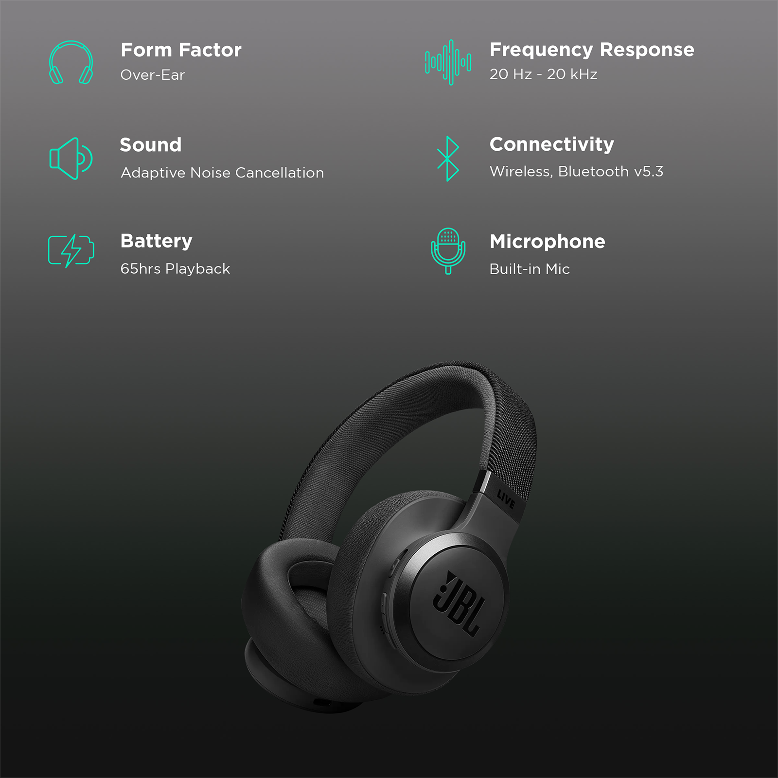 Buy JBL LIVE 770NC Bluetooth Headphone with Mic (Upto 65